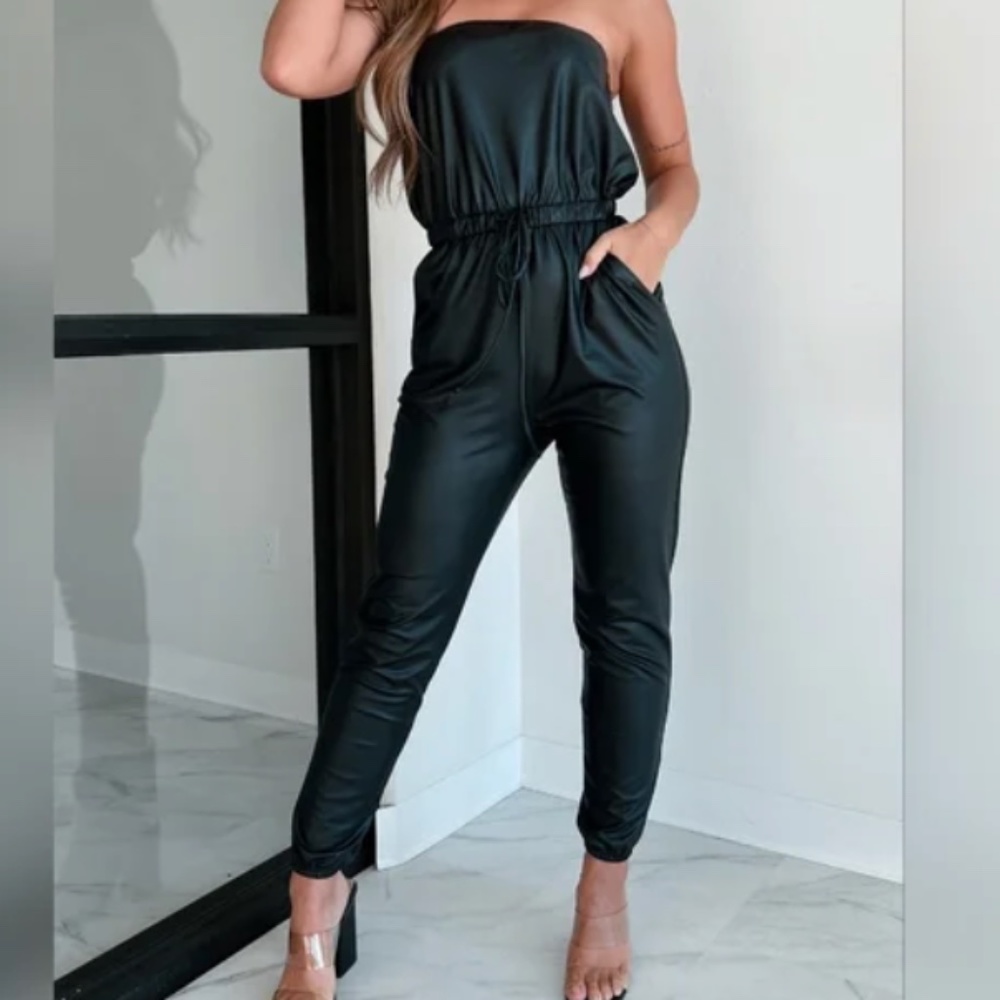 Vintage Havana Faux Leather Jumpsuit